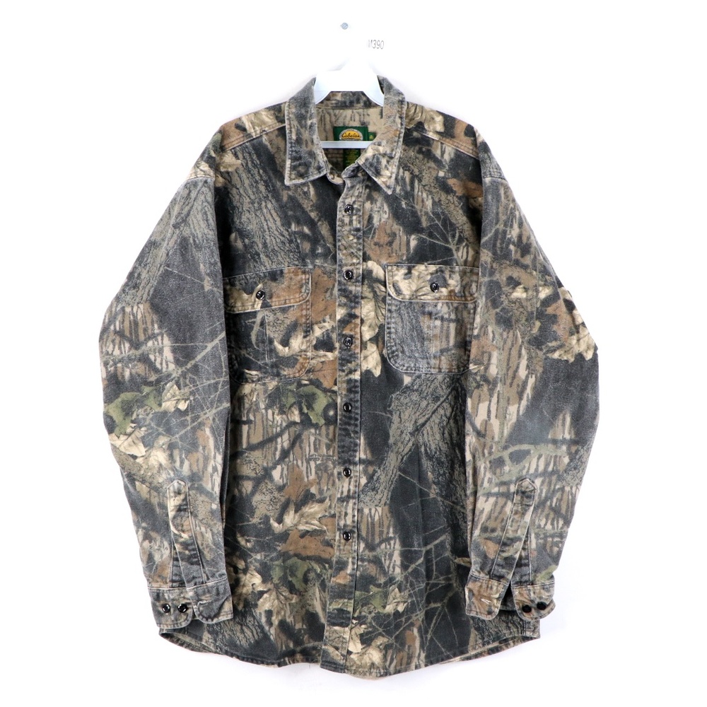 Vintage 90s Cabelas Chamois Cloth Camo Shirt - Picture 1 of 7